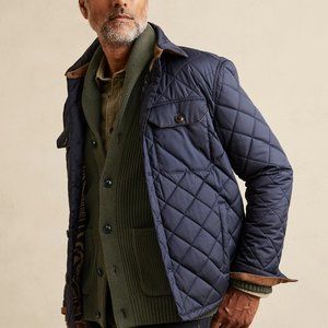 Banana Republic Camo Green Organic Cotton Shawl-Collar Ribbed Cardigan